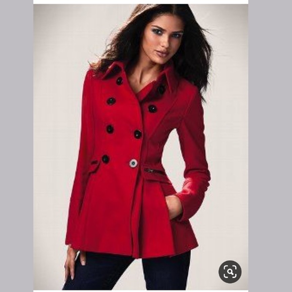 red skirted peacoat